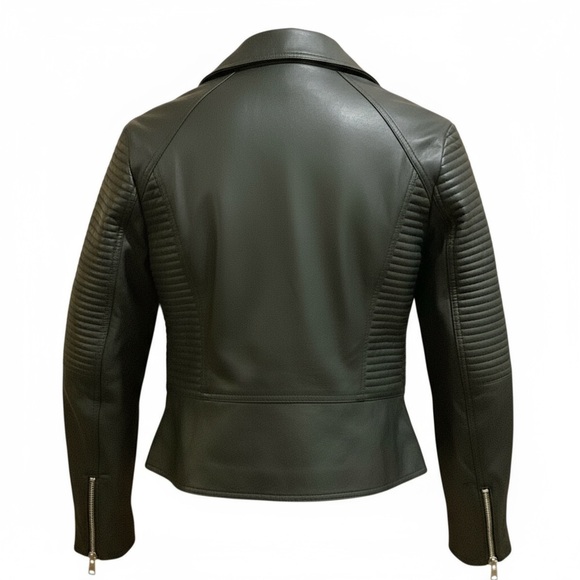 Max Studio Women’s Black Faux Leather Quilted Zippered Moto Jacket Size Large - Picture 3 of 12